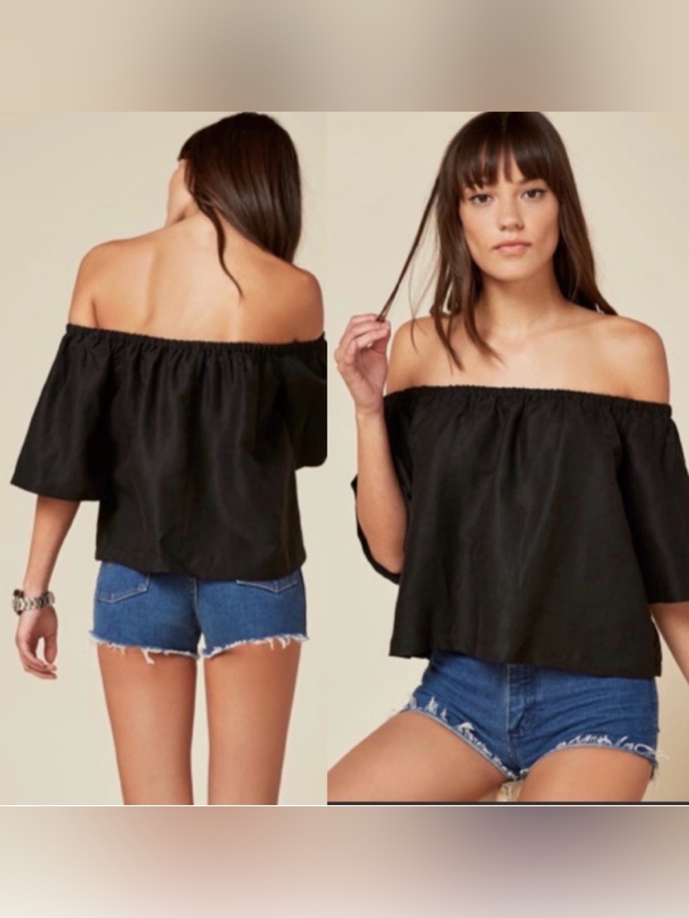 Reformation Off-Shoulder Black Women's Top - Casual Summer Blouse size small